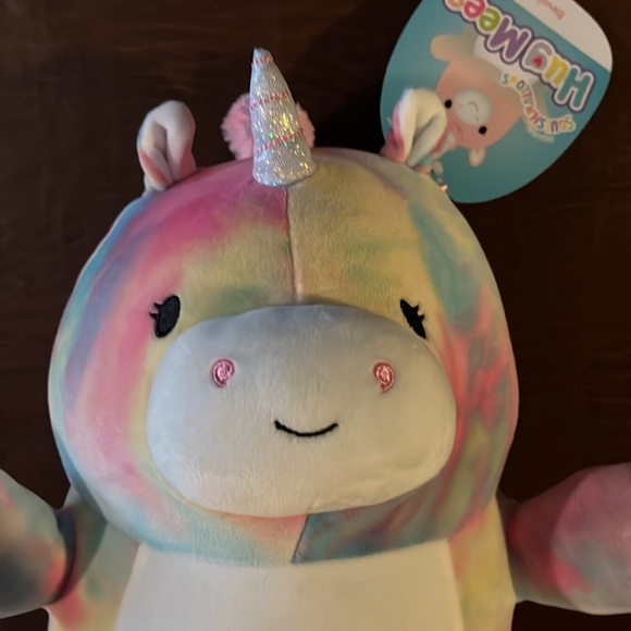 Squishmallow Bevalee! Tie Dye Unicorn. And 5” Jackie the eggplant squishmallow! - Picture 2 of 6